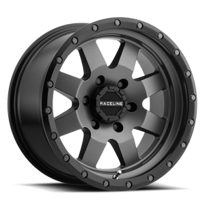 Raceline 935G Defender 17x9in / 5x127 BP / -12mm Offset / 83.82mm Bore - Gunmetal Wheel