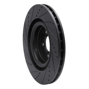 R1 05-23 Chrysler 300 Front Right Drilled & Slotted Black Brake Rotor