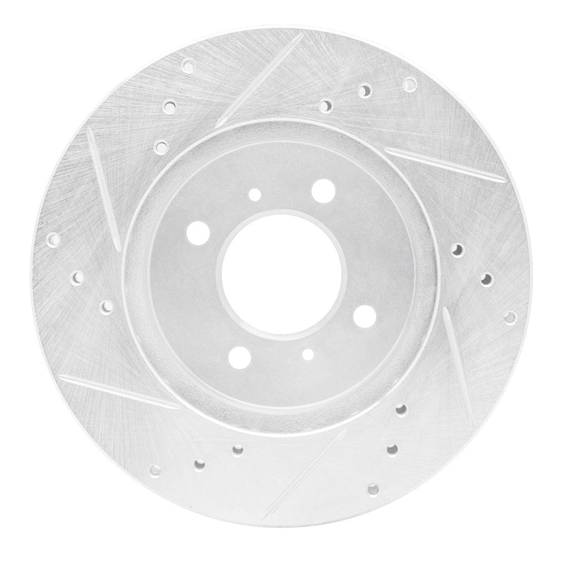 R1 98-07 Mitsubishi Lancer Front Right Drilled & Slotted Silver Brake Rotor