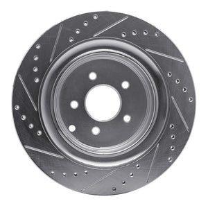 R1 09-24 Infiniti Q70 Rear Right Drilled & Slotted Silver Brake Rotor