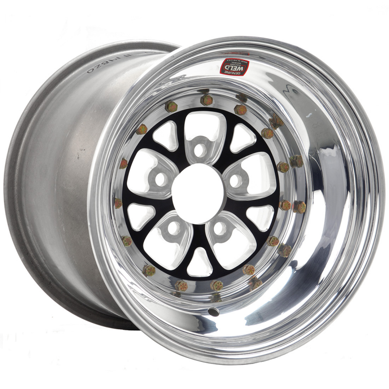 Weld V-Series 15x14 / 5x4.75 / 6 BS / 3.18 HB - Black Center - Polished Shell - Non-BL Wheel