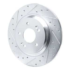 R1 21-25 Hyundai SANTA FE Rear Left Drilled & Slotted Silver Brake Rotor