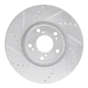 R1 13-25 Honda Accord Coupe Front Right Drilled & Slotted Silver Brake Rotor