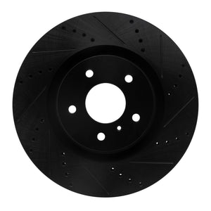 R1 03-08 Infiniti G35 Front Right Drilled & Slotted Black Brake Rotor
