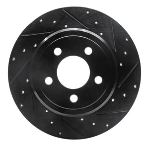 R1 05-23 Chrysler 300 Rear Right Drilled & Slotted Black Brake Rotor