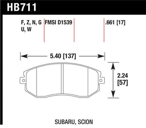 Hawk 13 Subaru BRZ / 13 Scion FR-S HPS Front Street Brake Pads