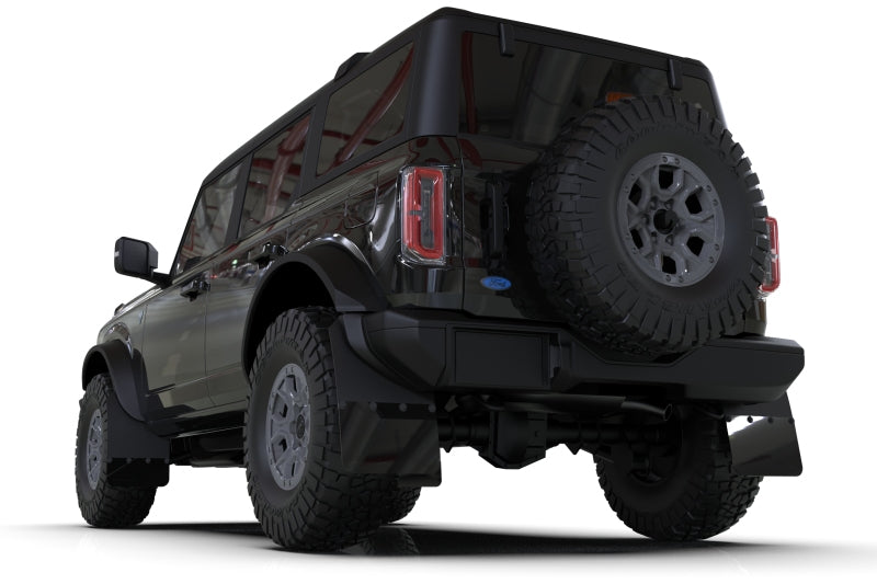 Rally Armor 21-25 Ford Bronco (Plstc Bmpr + RR - NO Rptr/Sprt) Blk Mud Flap w/Met. Blk Logo