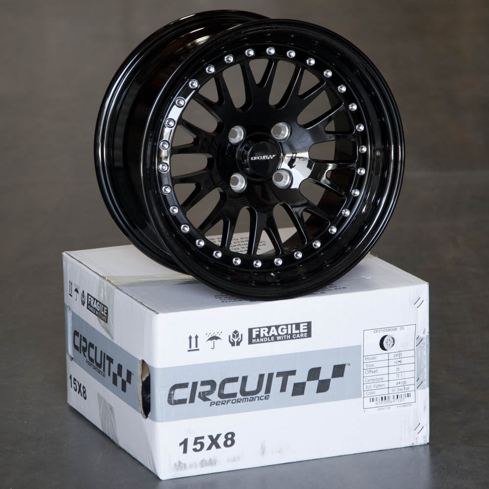 Circuit Performance CP21 Full Gloss Black 4x100 | 15x8 | +25mm / 5.48