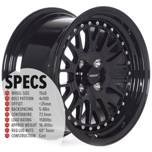 Circuit Performance CP21 Full Gloss Black 4x100 | 15x8 | +25mm / 5.48