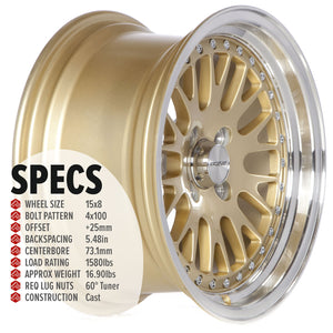 Circuit Performance CP21 Gloss Gold 4x100 | 15x8 | +25mm / 5.48