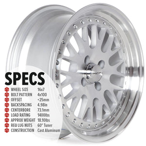 Circuit Performance CP21 Silver/Machined 4x100 | 16x7 | +25mm / 4.98