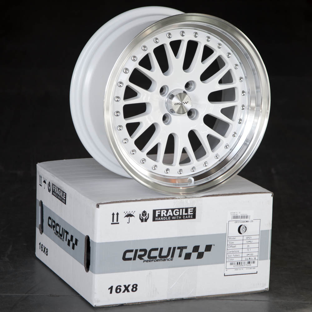 Circuit Performance CP21 Gloss White 4x100 | 16x8 | +25mm / 5.48