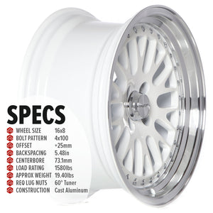 Circuit Performance CP21 Gloss White 4x100 | 16x8 | +25mm / 5.48