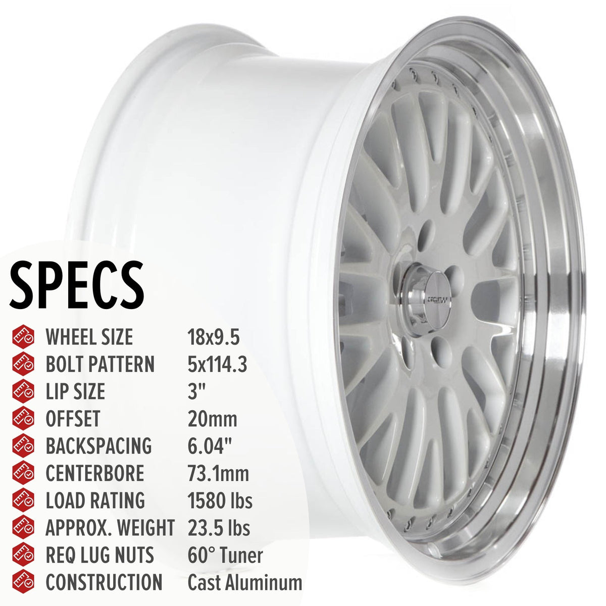Circuit Performance CP21 Gloss White 5x114.3 | 18x9.5 | +20mm / 6.04