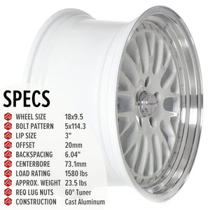 Circuit Performance CP21 Gloss White 5x114.3 | 18x9.5 | +20mm / 6.04