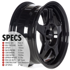 Circuit Performance CP22 Gloss Black 4x100 | 15x6.5 | +35mm / 5.13