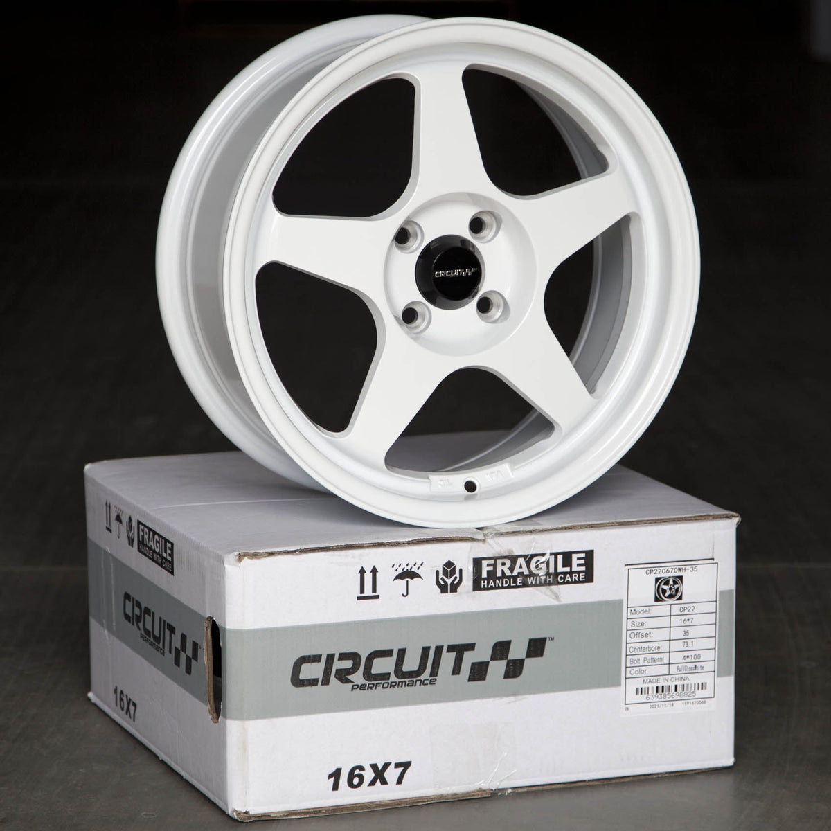 Circuit Performance CP22 Gloss White 5x114.3 | 16x7 | +35mm / 5.38