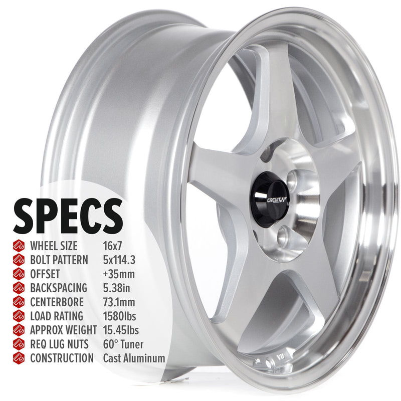 Circuit Performance CP22 Silver/Machined 5x114.3 | 16x7 | +35mm / 5.38