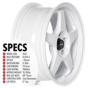 Circuit Performance CP22 Gloss White 5x114.3 | 16x7 | +35mm / 5.38