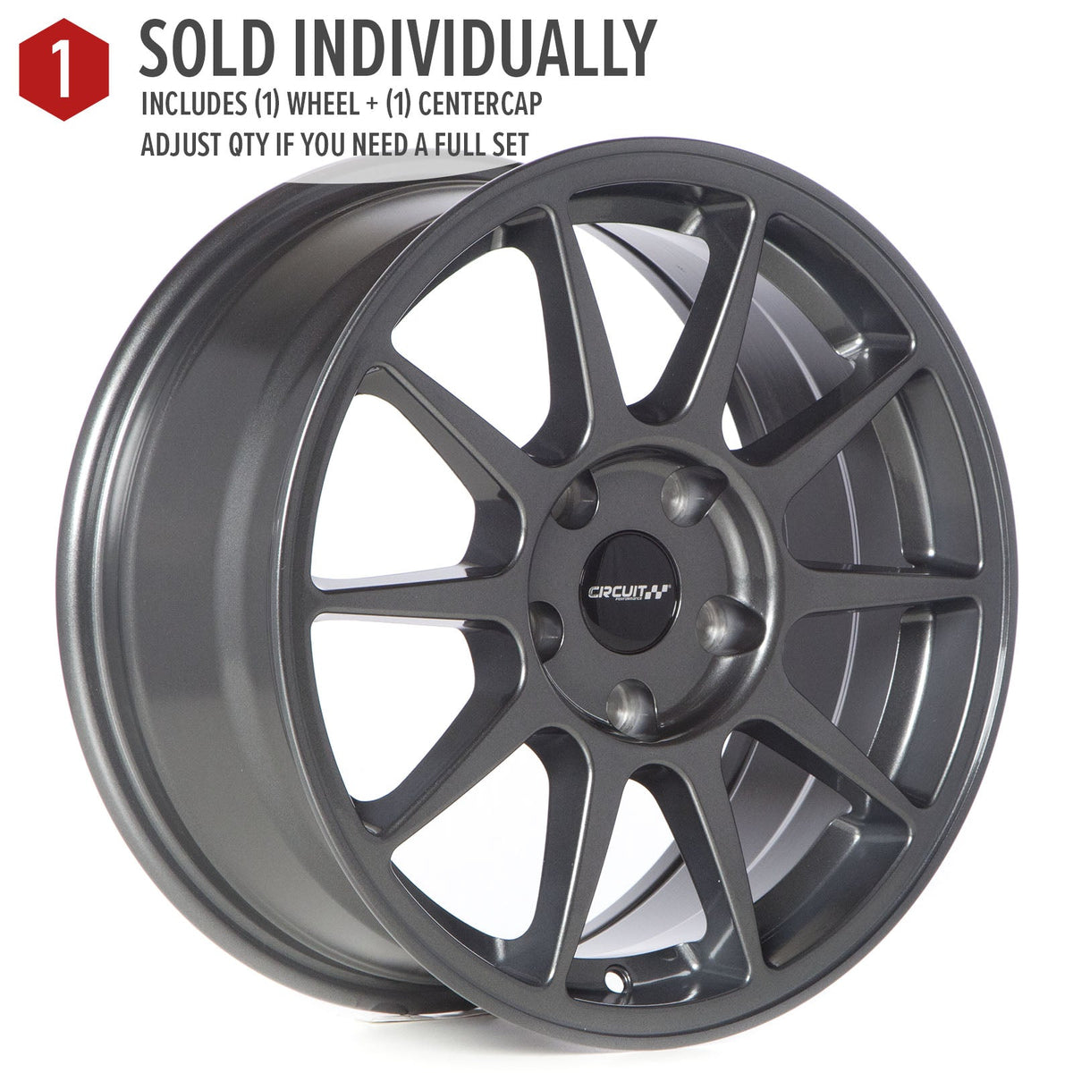 Circuit Performance CP23 Gloss Gunmetal 5x114.3 | 16x7 | +35mm / 5.38
