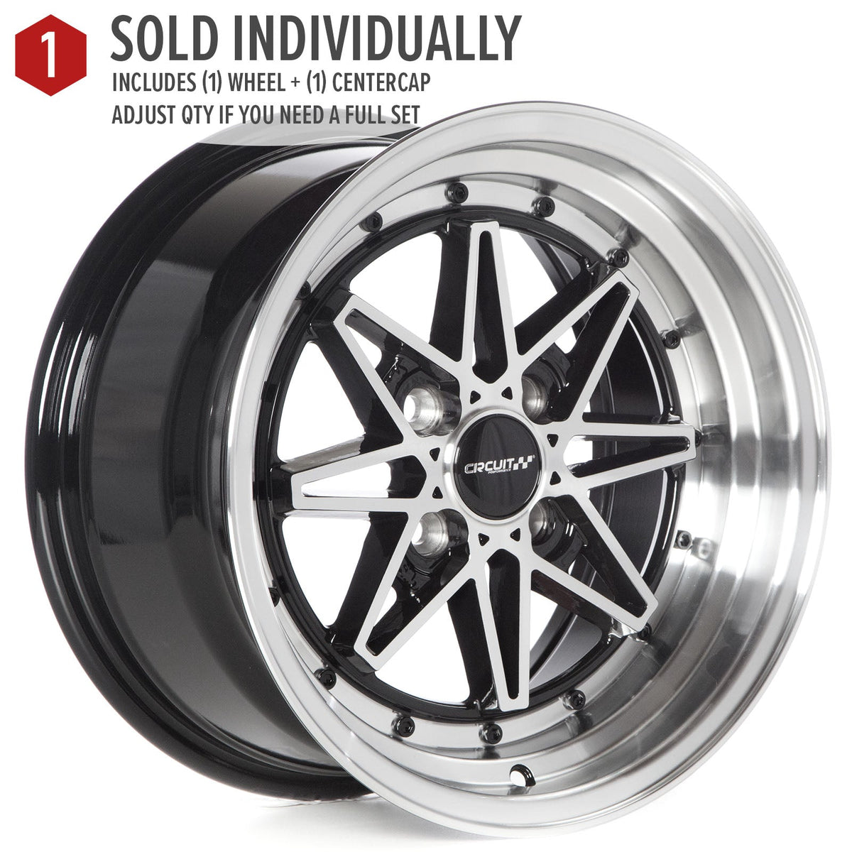 Circuit Performance CP24 Gloss Black/Machined 4x100 | 15x8 | +25mm / 5.48
