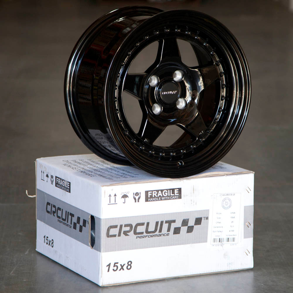 Circuit Performance CP26 Full Gloss Black 4x100 | 15x8 | +25mm / 5.48