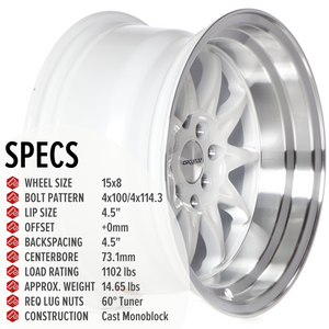 Circuit Performance CP29 Gloss White 4x100 | 15x8 | +0mm / 4.5
