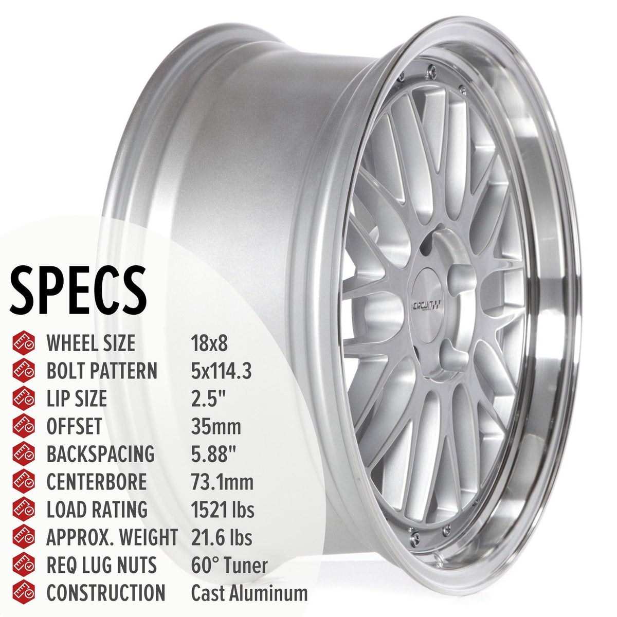 Circuit Performance CP30 Silver 5x114.3 | 18x8 | +35mm / 5.88