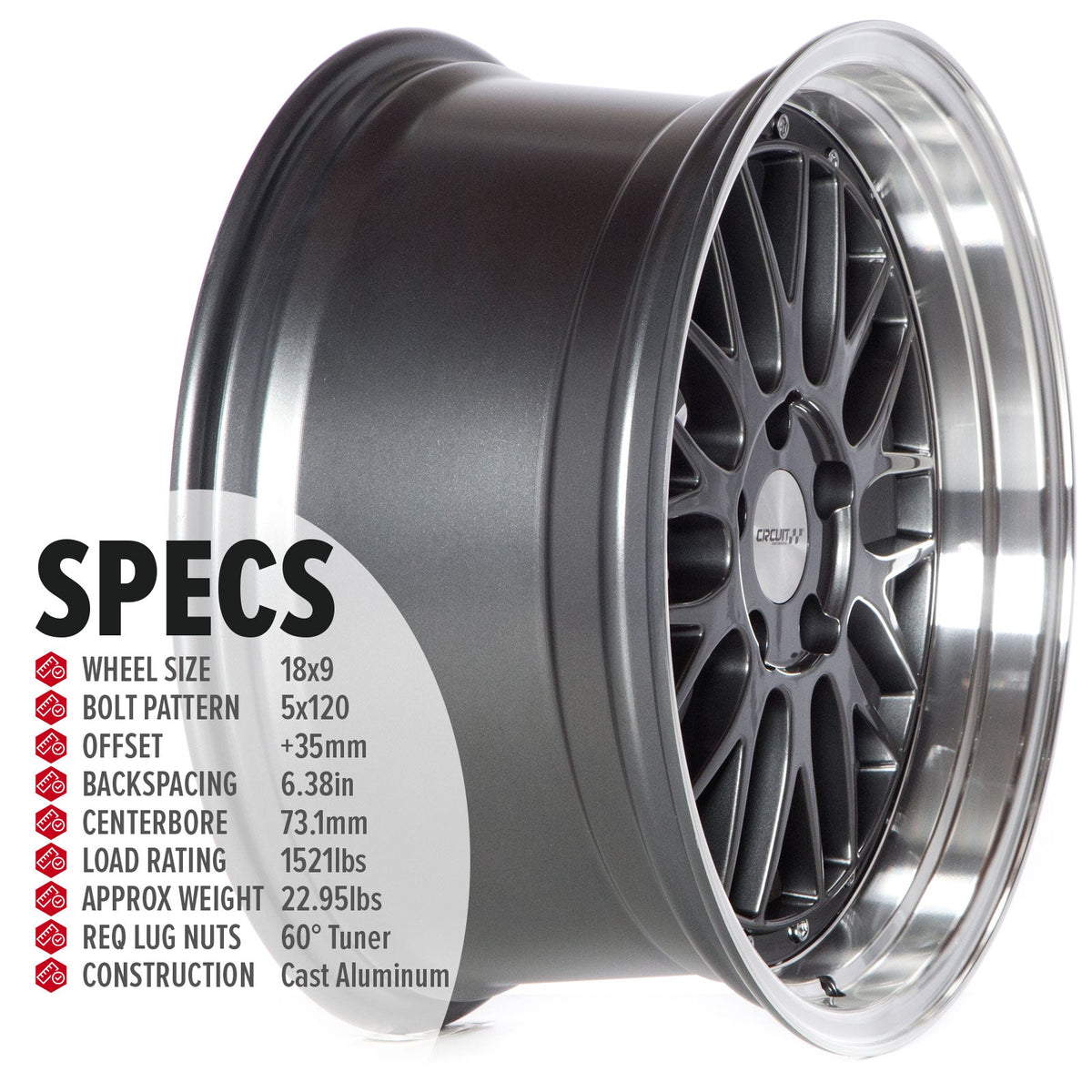 Circuit Performance CP30 Gloss Gunmetal 5x120 | 18x9 | +35mm / 6.38