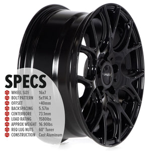 Circuit Performance CP31 Full Gloss Black 5x114.3 | 16x7 | +40mm / 5.57