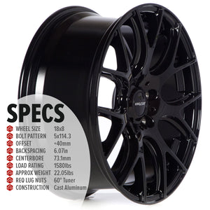 Circuit Performance CP31 Full Gloss Black 5x114.3 | 18x8 | +40mm / 6.07