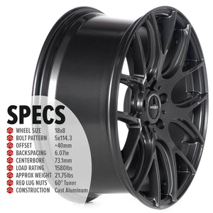 Circuit Performance CP31 Gloss Gunmetal 5x114.3 | 18x8 | +40mm / 6.07