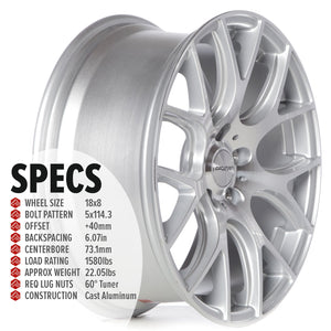 Circuit Performance CP31 Silver/Machined 5x114.3 | 18x8 | +40mm / 6.07