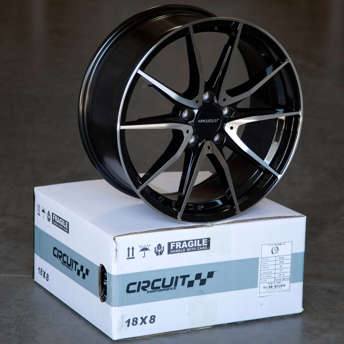 Circuit Performance CP35 Gloss Black/Machined 5x112 | 18x8 | +40mm / 6.07