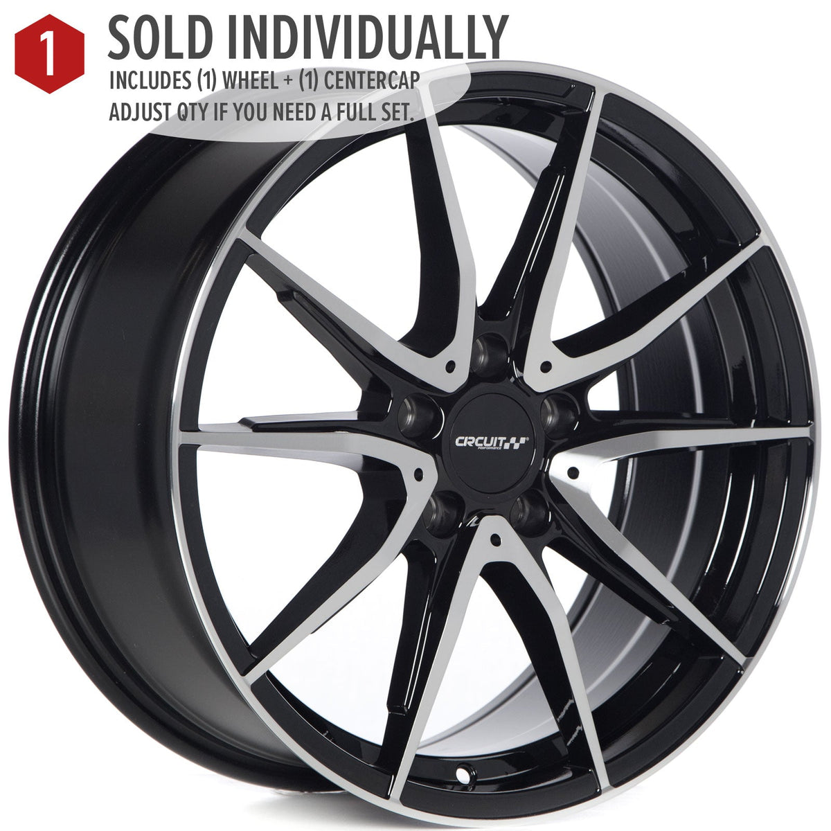 Circuit Performance CP35 Gloss Black/Machined 5x112 | 18x8 | +40mm / 6.07