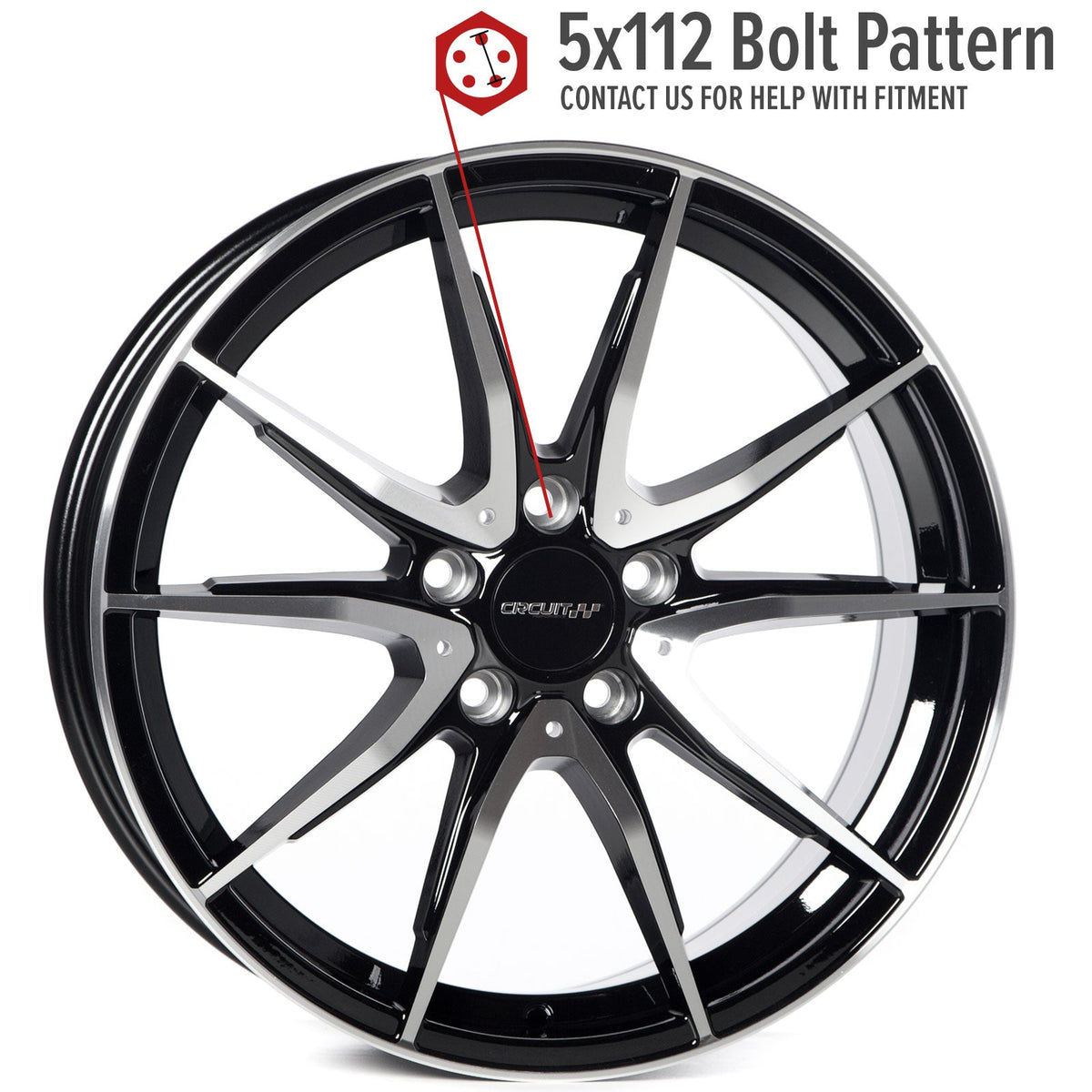 Circuit Performance CP35 Gloss Black/Machined 5x112 | 18x8 | +40mm / 6.07