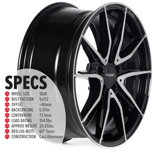 Circuit Performance CP35 Gloss Black/Machined 5x112 | 18x8 | +40mm / 6.07
