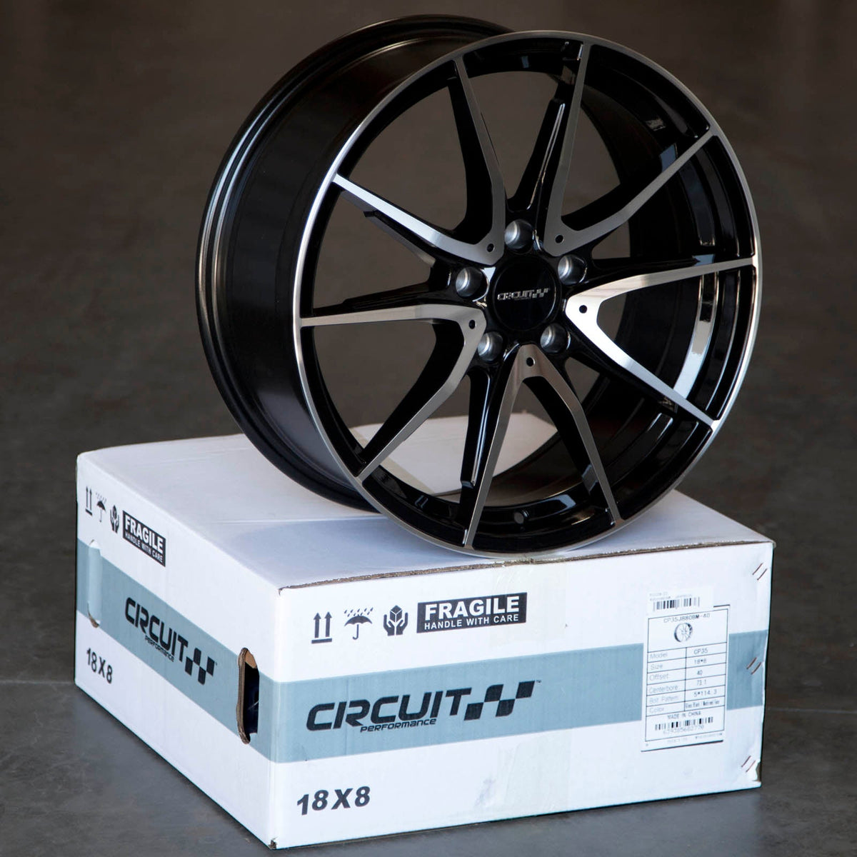 Circuit Performance CP35 Gloss Black/Machined 5x112 | 18x8 | +40mm / 6.07