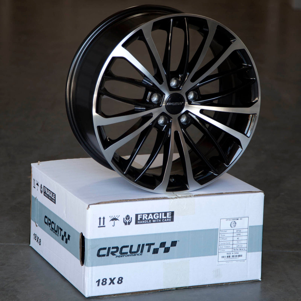 Circuit Performance CP36 Gloss Black/Machined 5x112 | 18x8 | +40mm / 6.07
