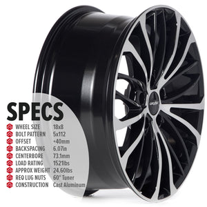 Circuit Performance CP36 Gloss Black/Machined 5x112 | 18x8 | +40mm / 6.07