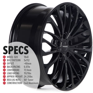 Circuit Performance CP36 Full Gloss Black 5x112 | 18x8 | +40mm / 6.07