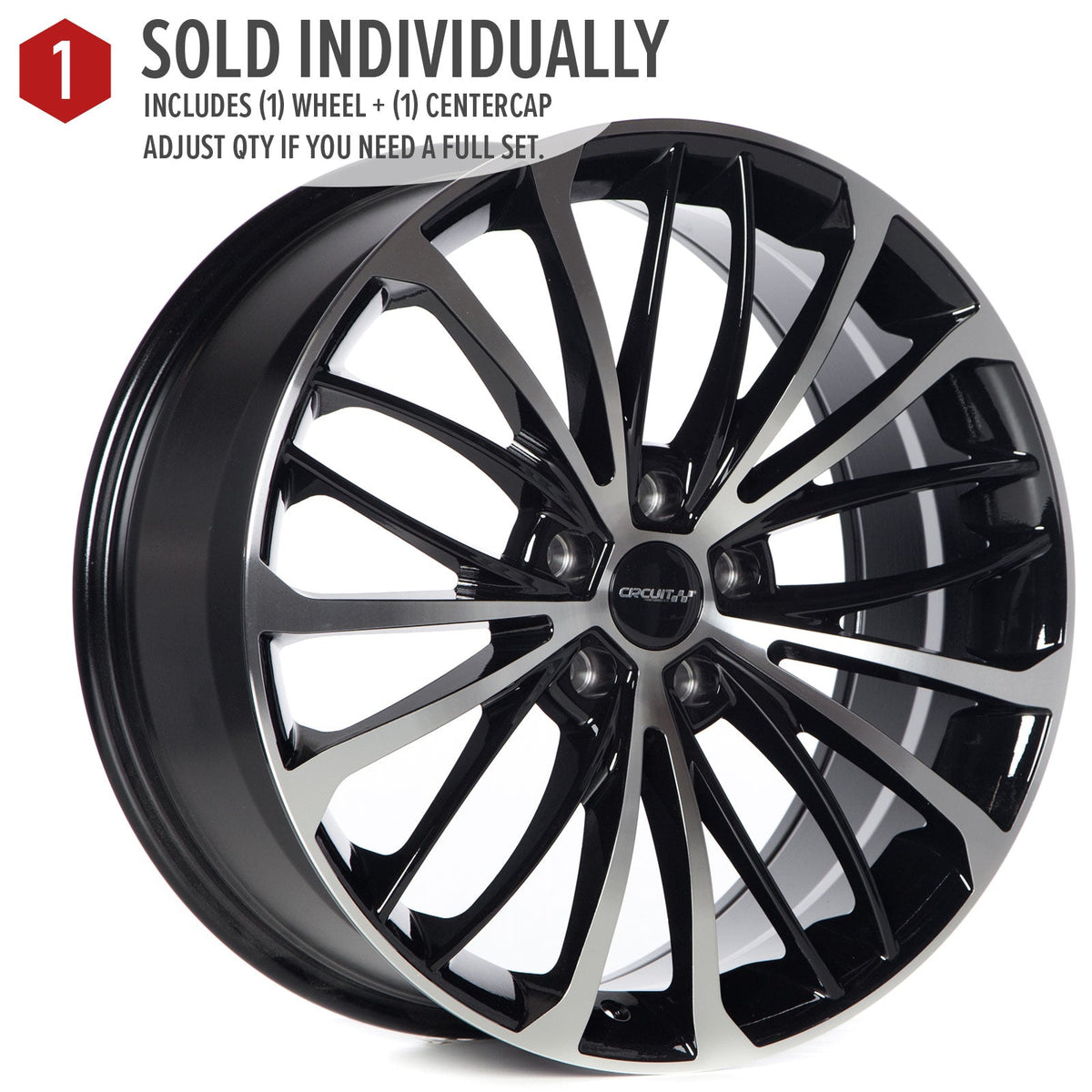 Circuit Performance CP36 Gloss Black/Machined 5x112 | 19x8 | +40mm / 6.07