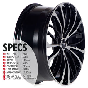 Circuit Performance CP36 Gloss Black/Machined 5x112 | 19x8 | +40mm / 6.07