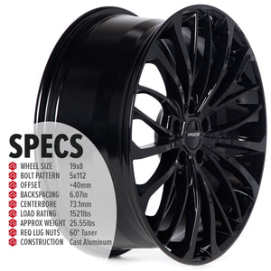 Circuit Performance CP36 Full Gloss Black 5x112 | 19x8 | +40mm / 6.07