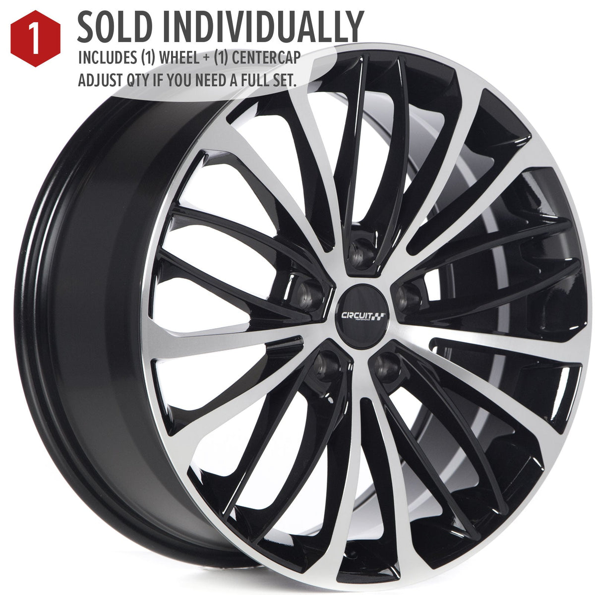 Circuit Performance CP36 Gloss Black/Machined 5x112 | 18x8 | +40mm / 6.07