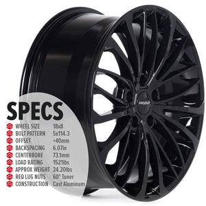Circuit Performance CP36 Full Gloss Black 5x114.3 | 18x8 | +40mm / 6.07