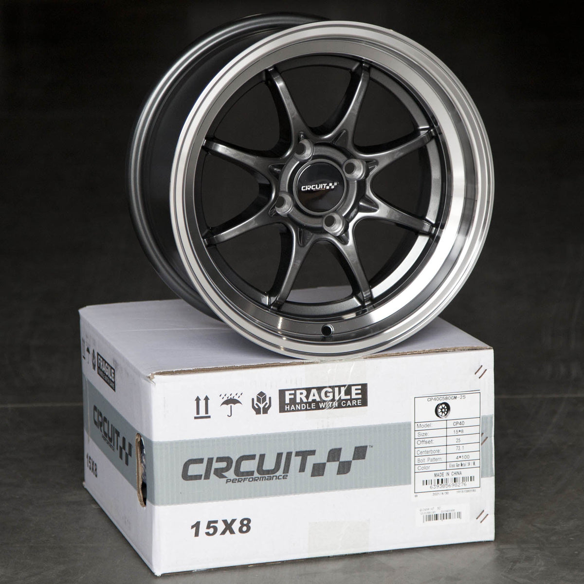 Circuit Performance CP40 Gloss Gunmetal 4x100 | 15x8 | +25mm / 5.48