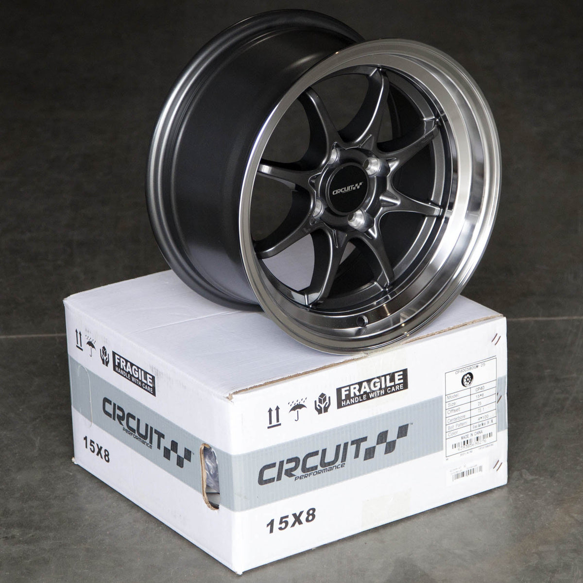 Circuit Performance CP40 Gloss Gunmetal 4x100 | 15x8 | +25mm / 5.48