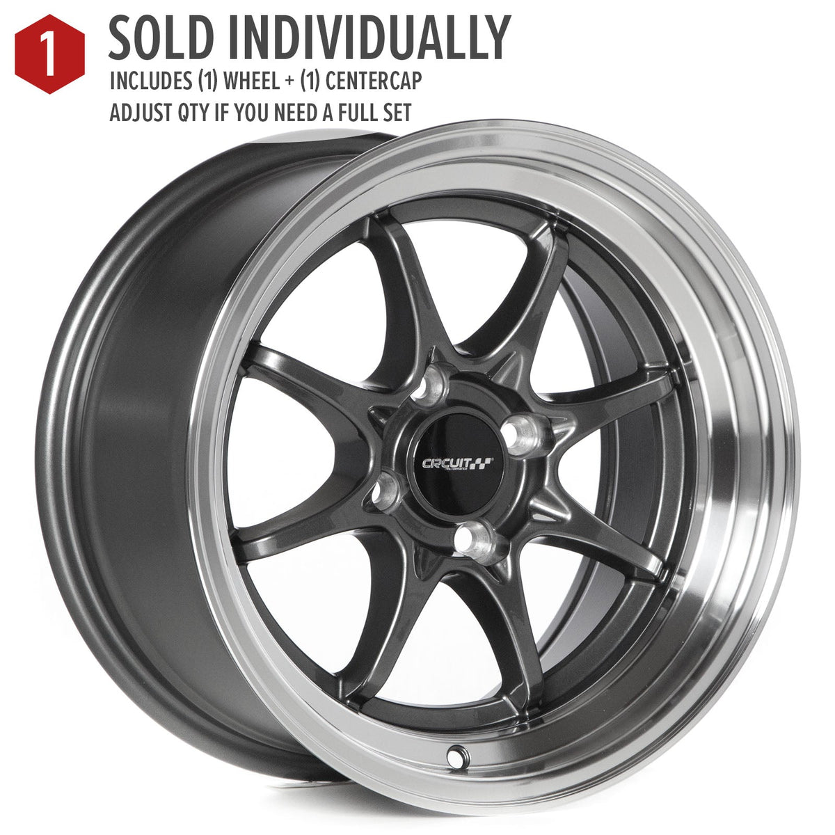 Circuit Performance CP40 Gloss Gunmetal 4x100 | 15x8 | +25mm / 5.48