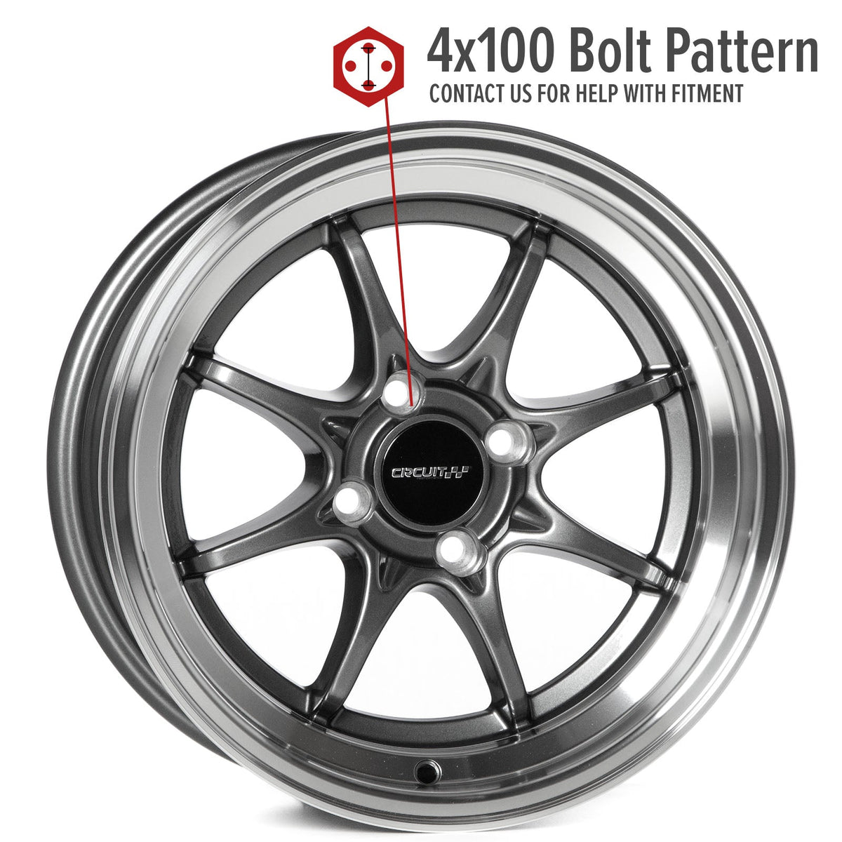 Circuit Performance CP40 Gloss Gunmetal 4x100 | 15x8 | +25mm / 5.48